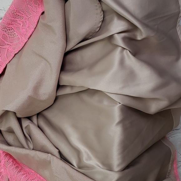 Jessica Simpson Tank Dress Fit Flare Pockets Salmon Pink Lace over Taupe 10 EUC - Picture 12 of 13